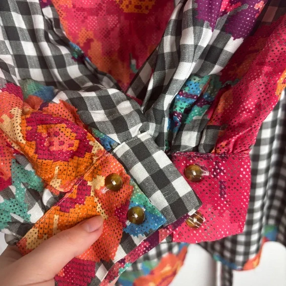 Farm Rio for Anthropologie Floral Gingham Wrap Dress NWT - Size M